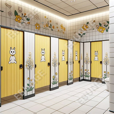 Moderne openbare toiletten met hangende deuren en makkelijke installatie